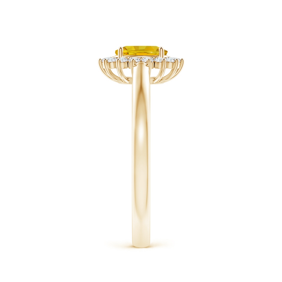 6x4mm AAAA Princess Diana Inspired Yellow Sapphire Ring with Halo in Yellow Gold side-2