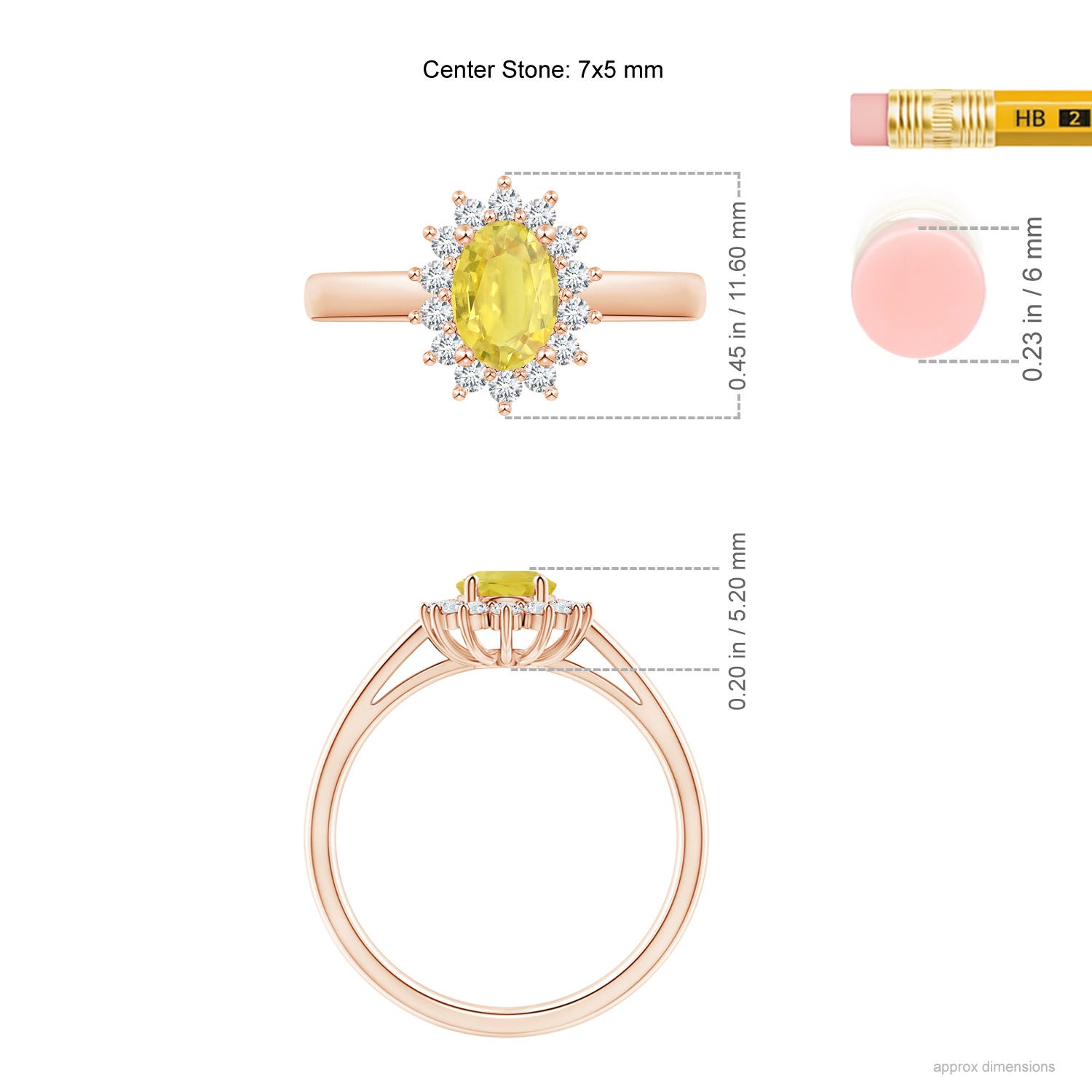 A - Yellow Sapphire / 1.25 CT / 14 KT Rose Gold