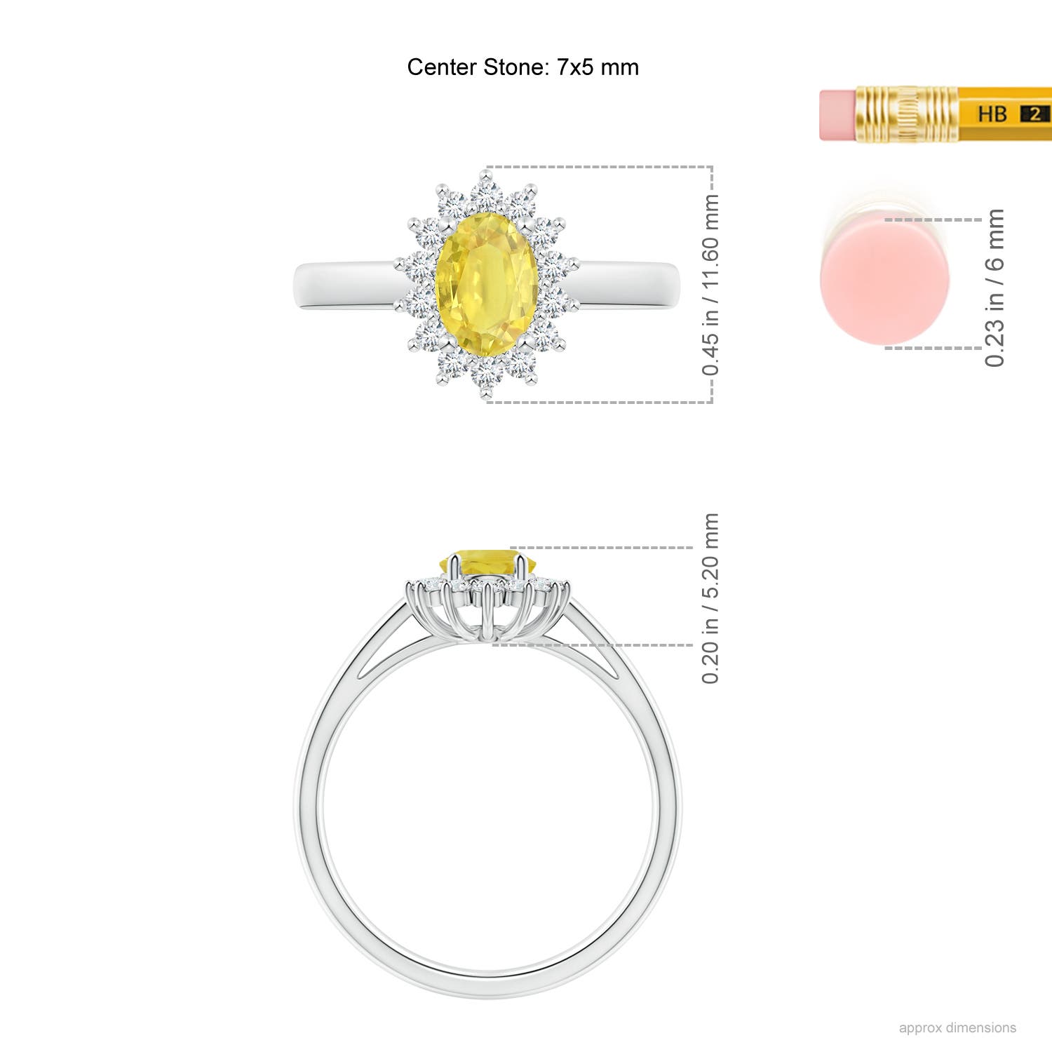 A - Yellow Sapphire / 1.25 CT / 14 KT White Gold