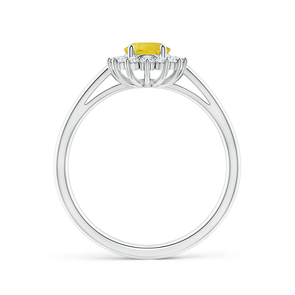 7x5mm AA Princess Diana Inspired Yellow Sapphire Ring with Halo in White Gold side-1