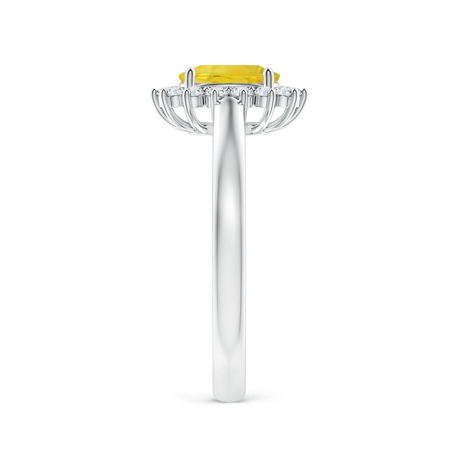 7x5mm AA Princess Diana Inspired Yellow Sapphire Ring with Halo in White Gold side-2