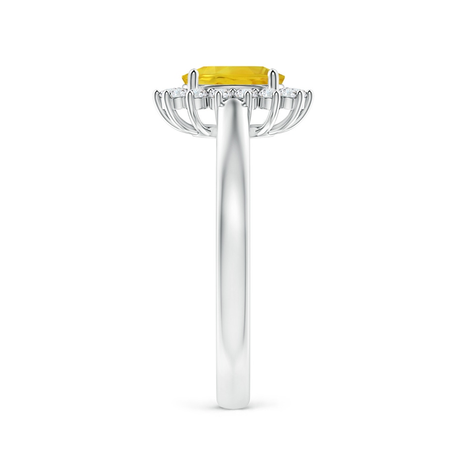 7x5mm AAA Princess Diana Inspired Yellow Sapphire Ring with Halo in White Gold side-2