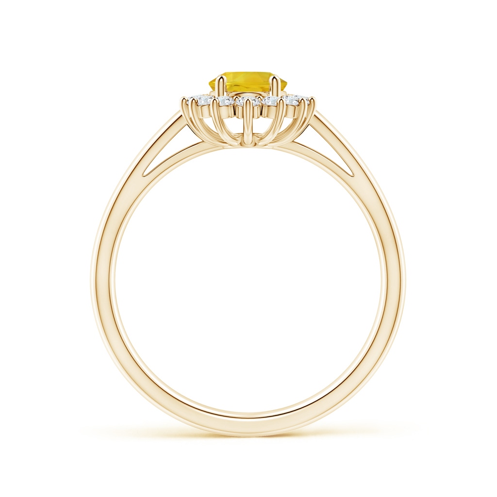 7x5mm AAA Princess Diana Inspired Yellow Sapphire Ring with Halo in Yellow Gold Side-1