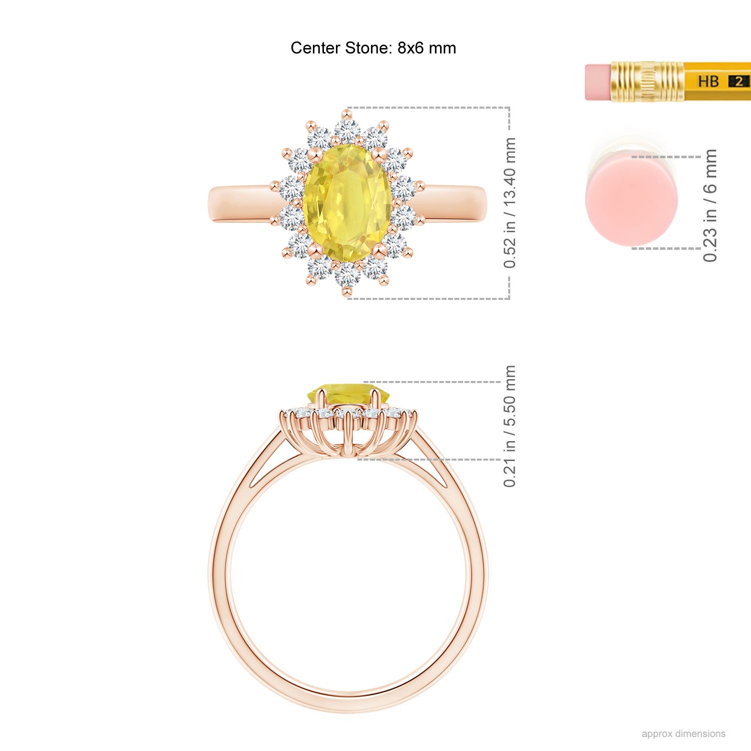 A - Yellow Sapphire / 1.85 CT / 14 KT Rose Gold