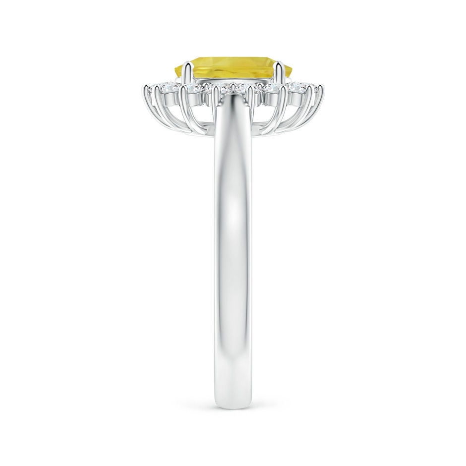 8x6mm A Princess Diana Inspired Yellow Sapphire Ring with Halo in White Gold side-2