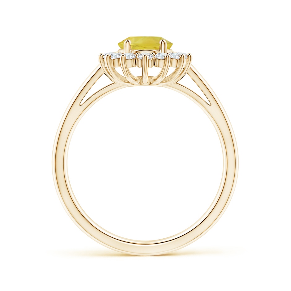 8x6mm A Princess Diana Inspired Yellow Sapphire Ring with Halo in Yellow Gold side-1