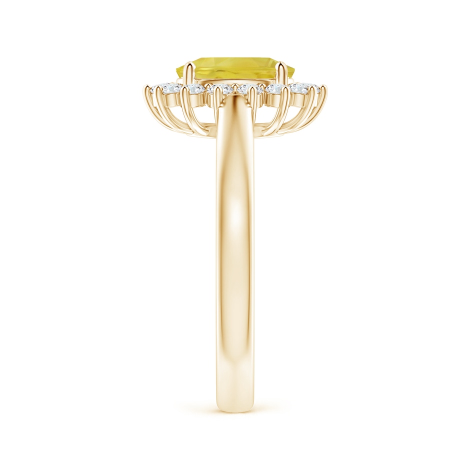 8x6mm A Princess Diana Inspired Yellow Sapphire Ring with Halo in Yellow Gold side-2