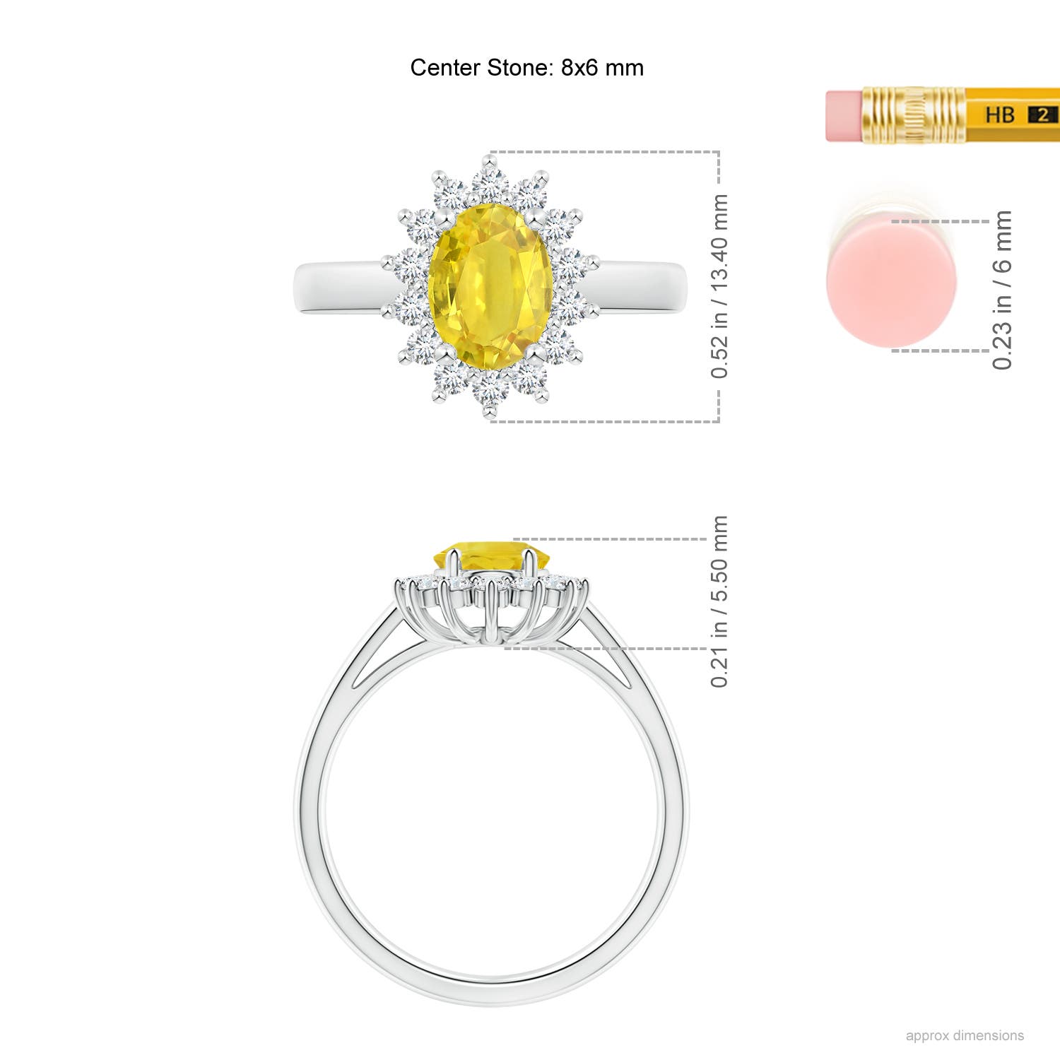 AA - Yellow Sapphire / 1.85 CT / 14 KT White Gold