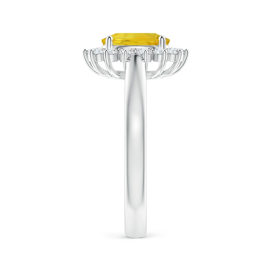8x6mm AAA Princess Diana Inspired Yellow Sapphire Ring with Halo in P950 Platinum side-2