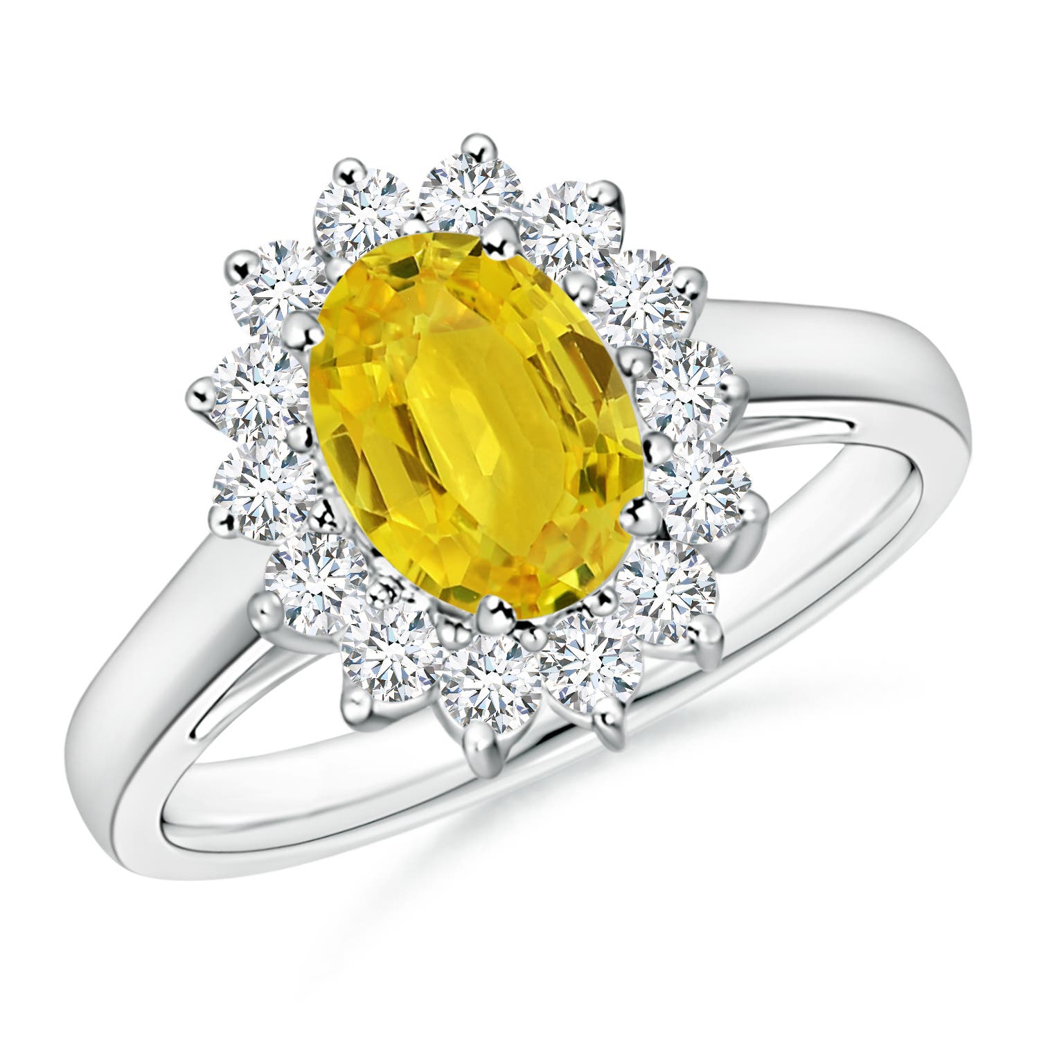 AAA - Yellow Sapphire / 1.85 CT / 14 KT White Gold