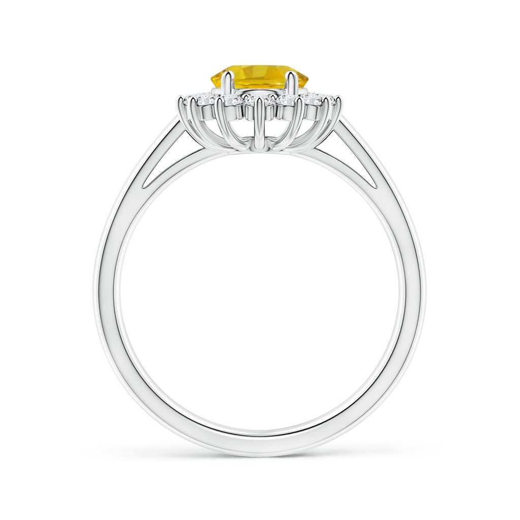 8x6mm AAAA Princess Diana Inspired Yellow Sapphire Ring with Halo in White Gold Side-1