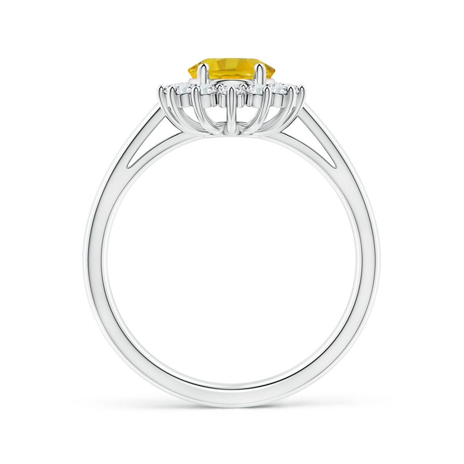 8x6mm AAAA Princess Diana Inspired Yellow Sapphire Ring with Halo in White Gold side-1