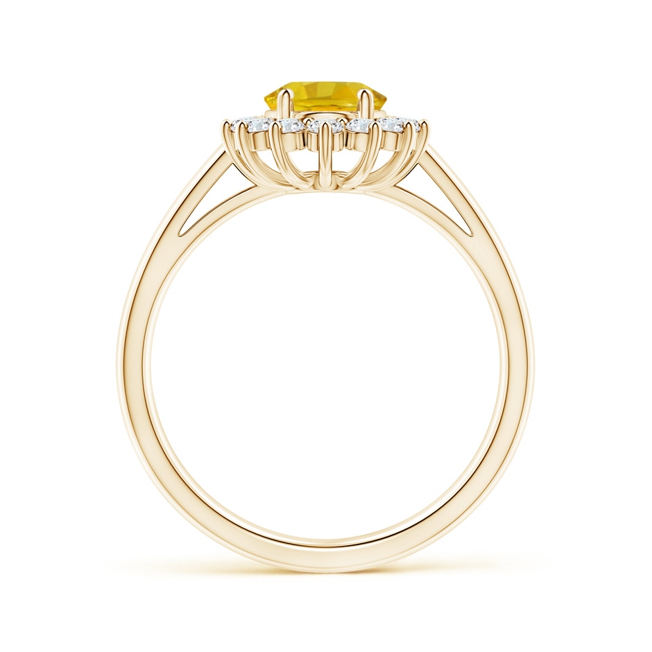 8x6mm AAAA Princess Diana Inspired Yellow Sapphire Ring with Halo in Yellow Gold side-1