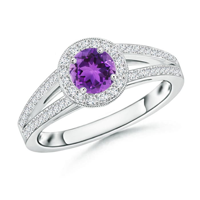 AAA - Amethyst / 0.75 CT / 14 KT White Gold