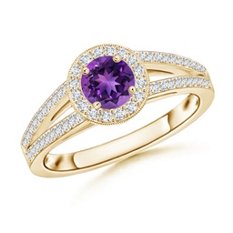 Classic Oval Amethyst Halo Ring with Diamond Accents | Angara