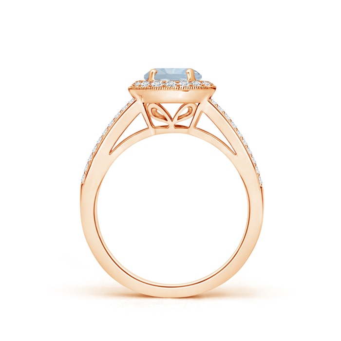 6mm A Round Aquamarine Split Shank Ring with Diamond Halo in Rose Gold side 199