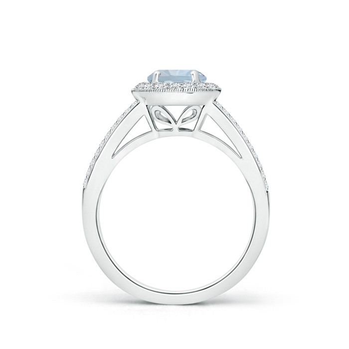 6mm A Round Aquamarine Split Shank Ring with Diamond Halo in White Gold side 199