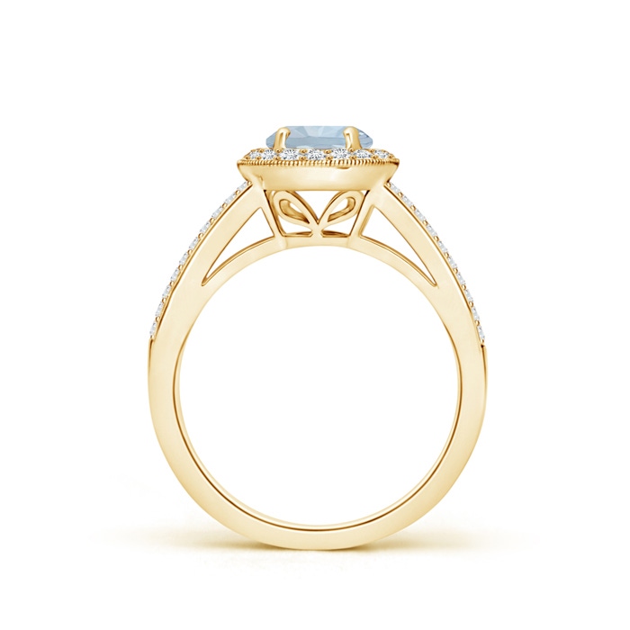6mm A Round Aquamarine Split Shank Ring with Diamond Halo in Yellow Gold side 199