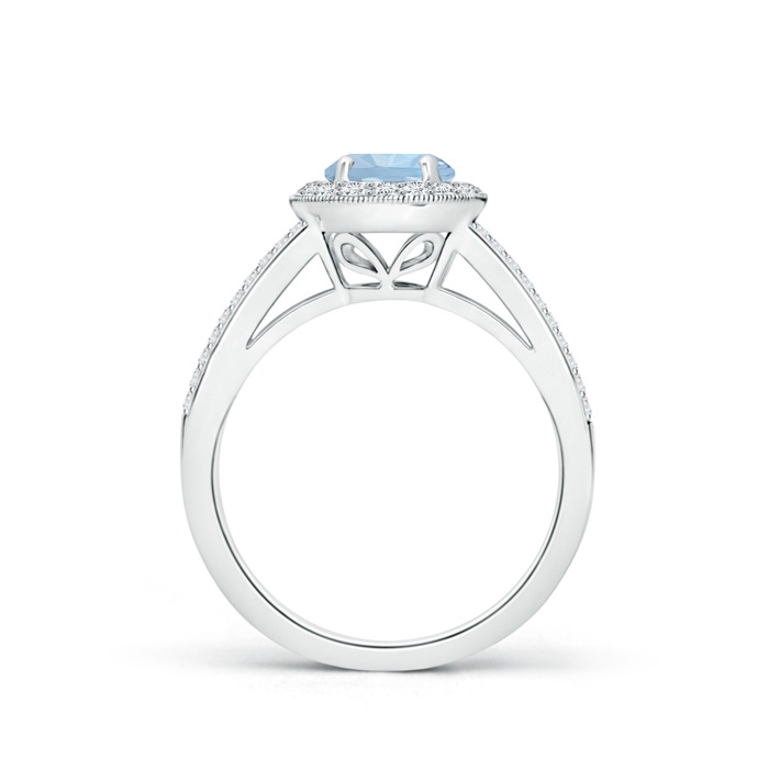 6mm AA Round Aquamarine Split Shank Ring with Diamond Halo in White Gold side 199