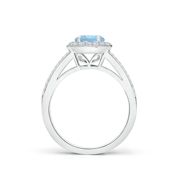 6mm AAA Round Aquamarine Split Shank Ring with Diamond Halo in White Gold side 199