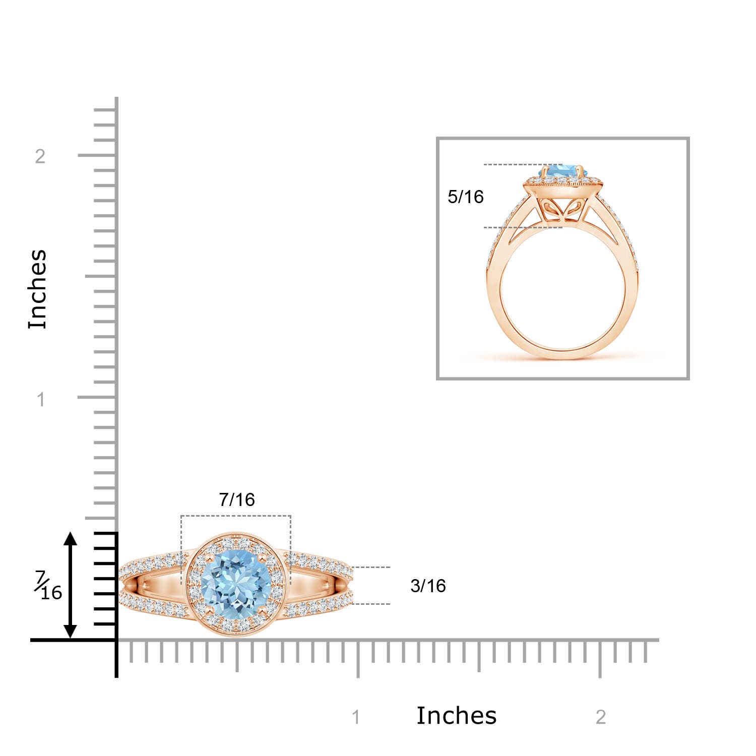 AAAA - Aquamarine / 1.71 CT / 14 KT Rose Gold