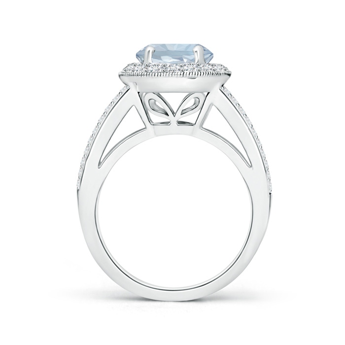 8mm A Round Aquamarine Split Shank Ring with Diamond Halo in White Gold side 199