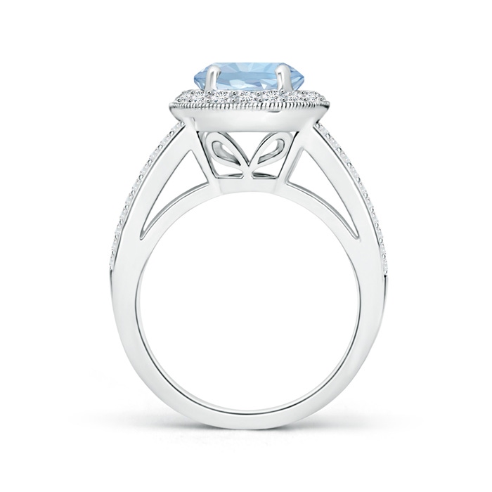 8mm AA Round Aquamarine Split Shank Ring with Diamond Halo in White Gold side 199