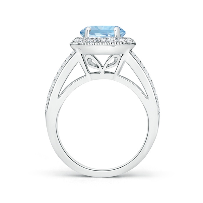 8mm AAA Round Aquamarine Split Shank Ring with Diamond Halo in White Gold Side 199