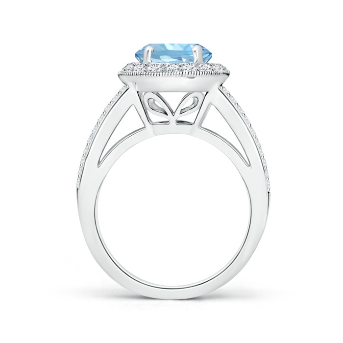 8mm AAAA Round Aquamarine Split Shank Ring with Diamond Halo in White Gold side 199