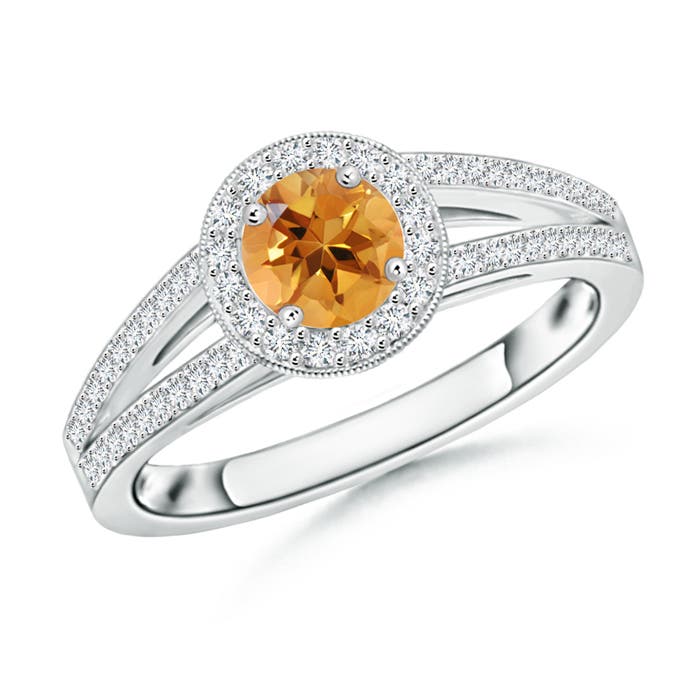 AA - Citrine / 0.75 CT / 14 KT White Gold