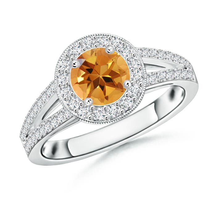 AA - Citrine / 1.15 CT / 14 KT White Gold