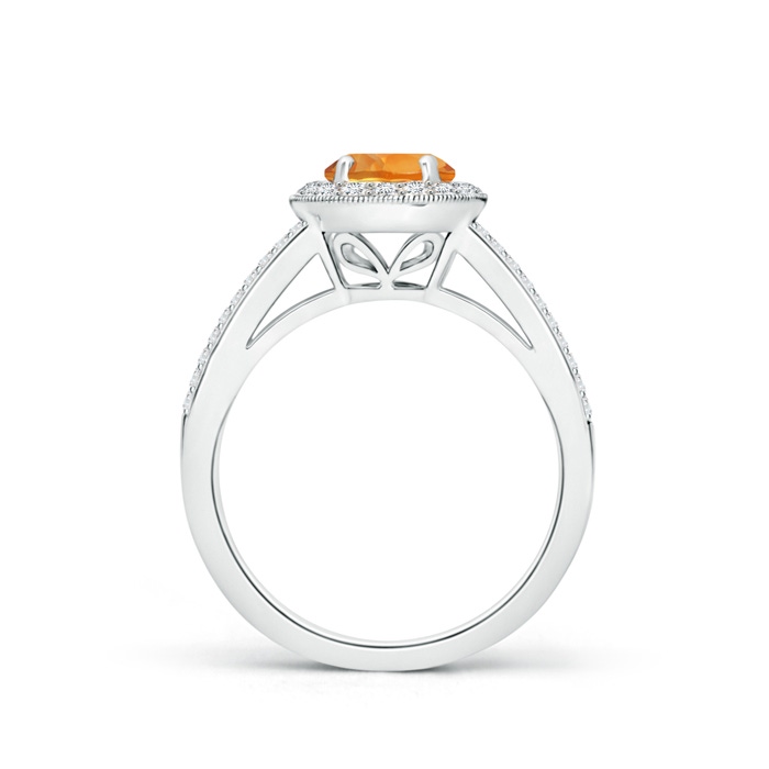 6mm AAA Round Citrine Split Shank Ring with Diamond Halo in White Gold side-1