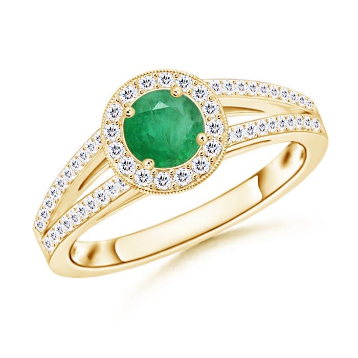 A - Emerald / 0.75 CT / 14 KT Yellow Gold