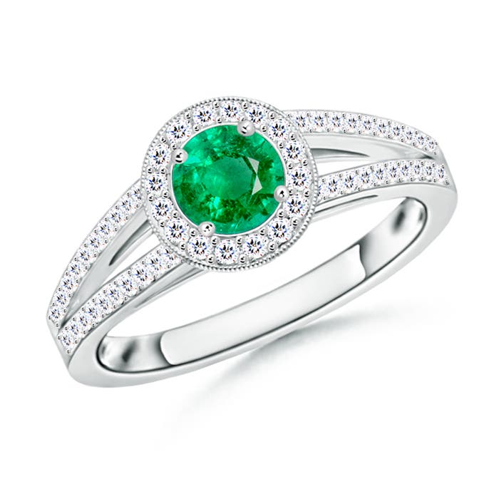 AAA - Emerald / 0.75 CT / 14 KT White Gold