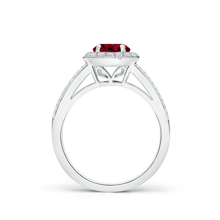 6mm AAA Round Garnet Split Shank Ring with Diamond Halo in White Gold side2