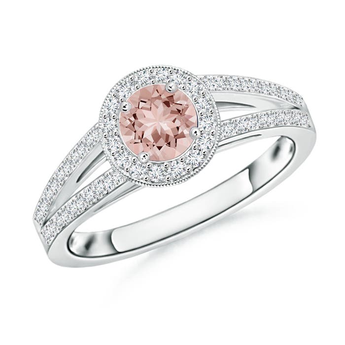 AAAA - Morganite / 0.72 CT / 14 KT White Gold