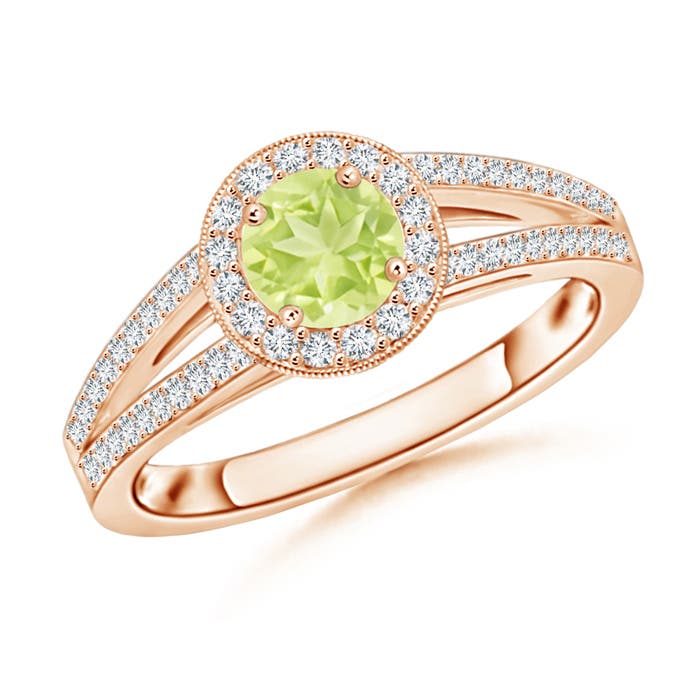 A - Peridot / 0.85 CT / 14 KT Rose Gold