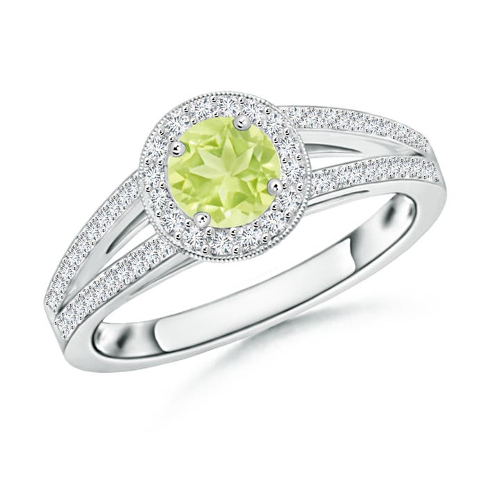 A - Peridot / 0.85 CT / 14 KT White Gold