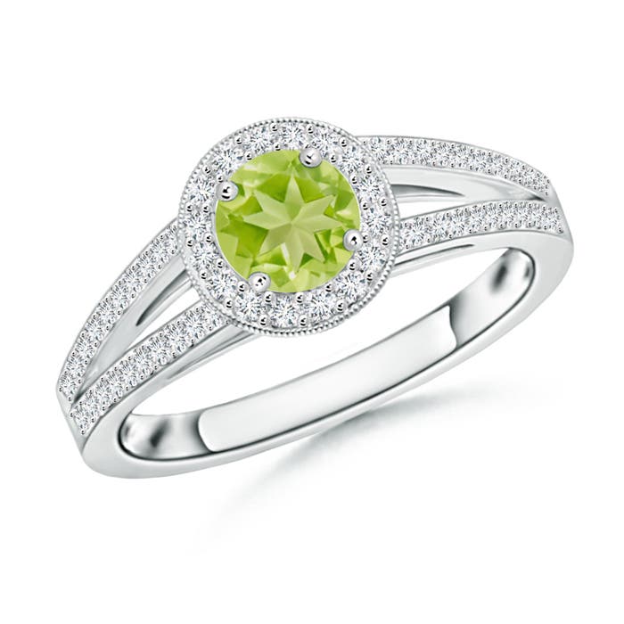 AA - Peridot / 0.85 CT / 14 KT White Gold