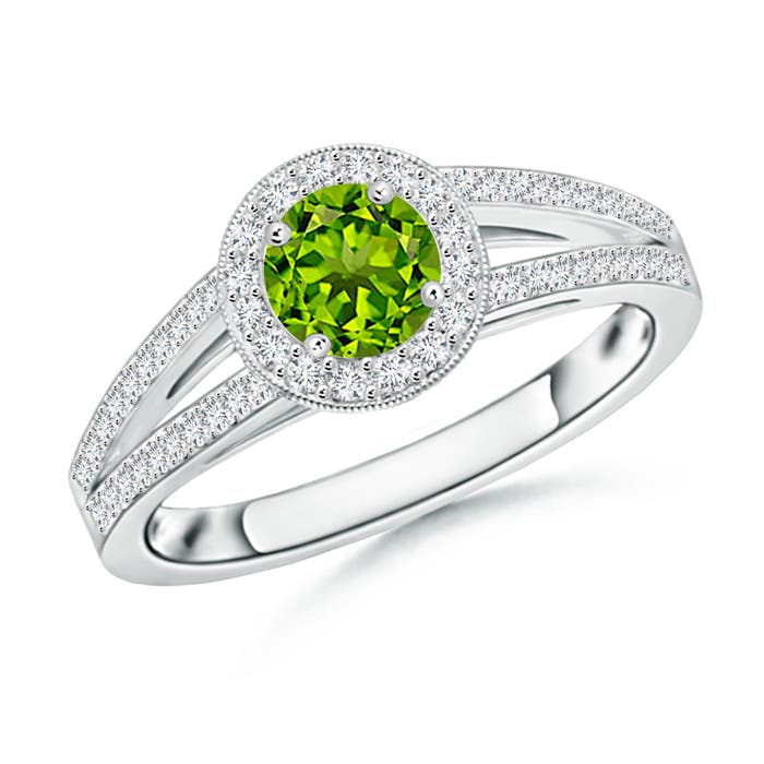 AAAA - Peridot / 0.85 CT / 14 KT White Gold