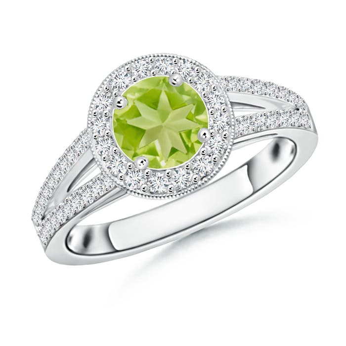 AA - Peridot / 1.4 CT / 14 KT White Gold