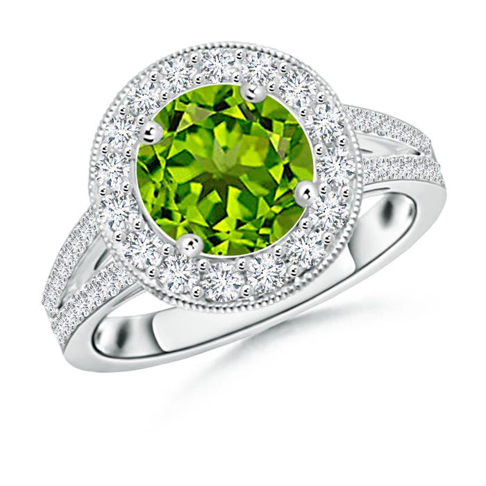 AAAA - Peridot / 2.66 CT / 14 KT White Gold