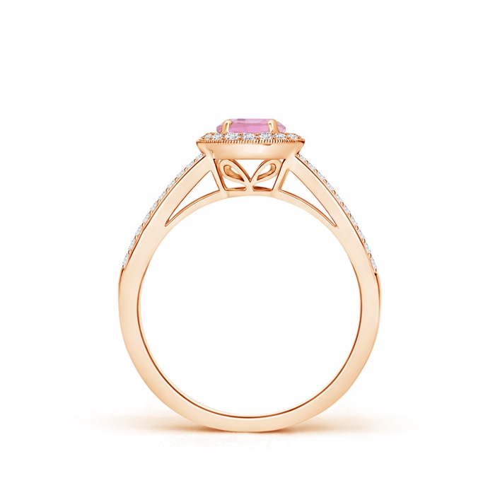 5mm A Round Pink Tourmaline Split Shank Ring with Diamond Halo in Rose Gold product image