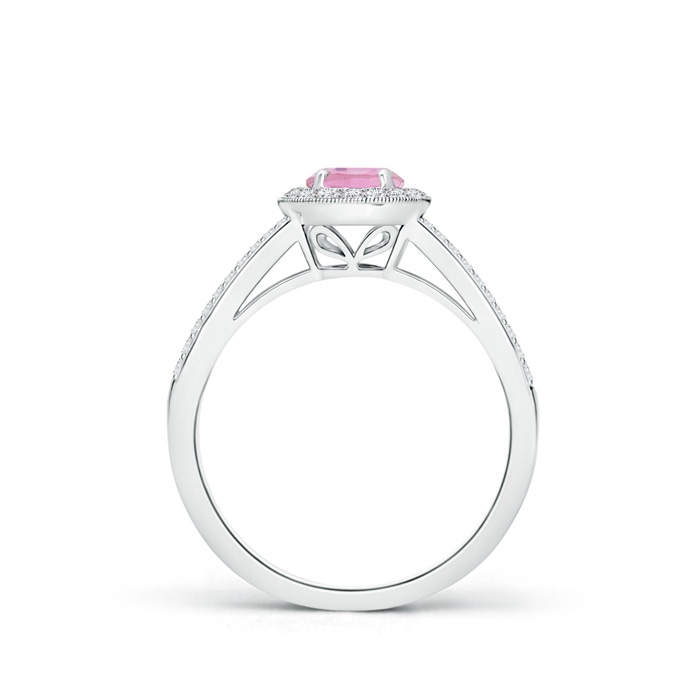 5mm A Round Pink Tourmaline Split Shank Ring with Diamond Halo in White Gold product image