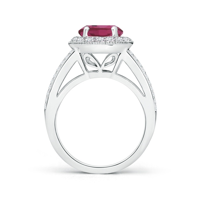 8mm AAAA Round Pink Tourmaline Split Shank Ring with Diamond Halo in White Gold product image