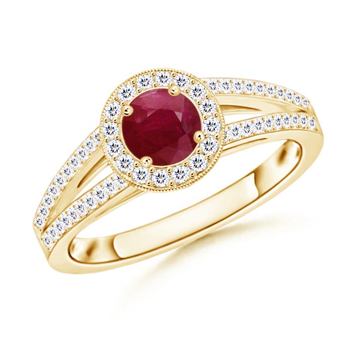 A - Ruby / 0.9 CT / 14 KT Yellow Gold