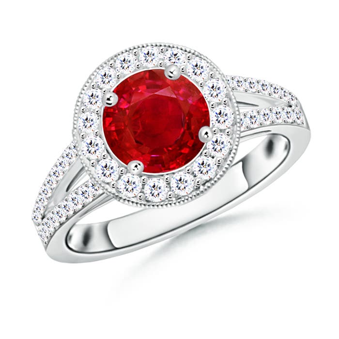 AAA - Ruby / 1.99 CT / 14 KT White Gold