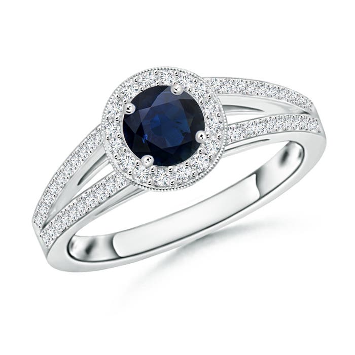 A - Blue Sapphire / 0.9 CT / 14 KT White Gold