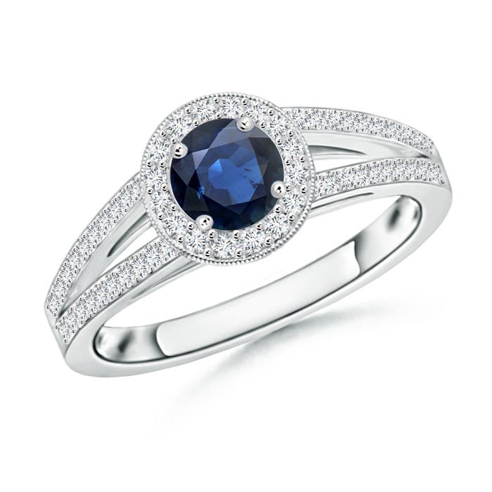 AA - Blue Sapphire / 0.9 CT / 14 KT White Gold