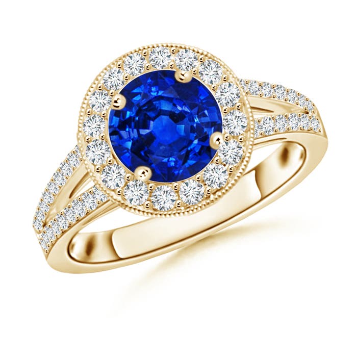 AAAA - Blue Sapphire / 2.19 CT / 14 KT Yellow Gold